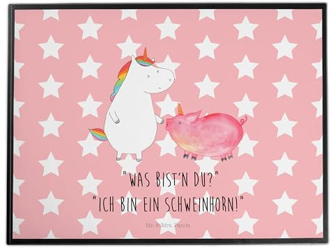 Mr. & Mrs. Panda Schreibunterlage Einhorn Schwein - Geschenk, Unicorn, tischpad, schreibtischunterlagen, Freundschaft, tischauflage, schreibtischunterlage, Freundin, Einhörner, Schreibtisch Unterlagen