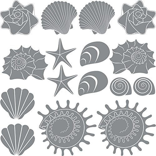 GRAZDesign Wandtattoo Bad Muschel & Meer Set Wandaufkleber Maritime Deko wasserfest - 074 mittelgrau