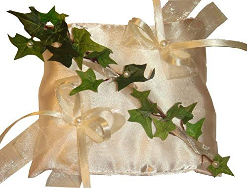 edles Ringkissen zur Hochzeit creme mit Efeu RK0018