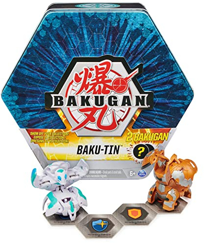 BAKUGAN Baku-Tin, Metall-Aufbewahrungsbox mit 2 Überraschungs-Bällen, unterschiedliche Varianten