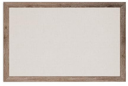 U Brands Tableau d'affichage en lin, 91,4 x 61 cm, cadre en bois rustique