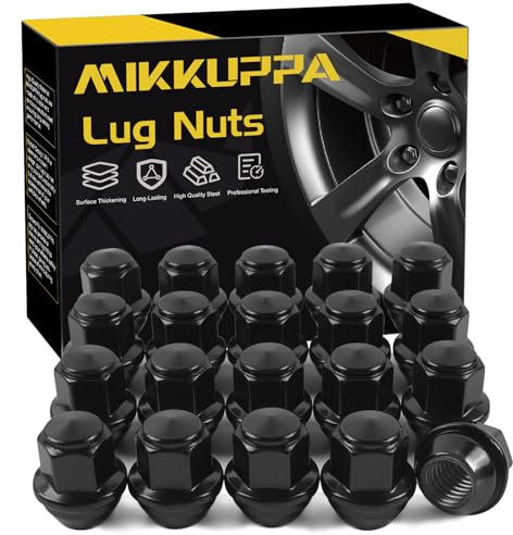 MIKKUPPA M12x1.5 One-Piece Black OEM Factory Style Large Acorn Seat Lug Nuts Replacement for 2001-2019 Ford Escape, 2012-2018 Ford Focus, 2006-2019 Ford Fusion, mazda cx5 Factory Wheels