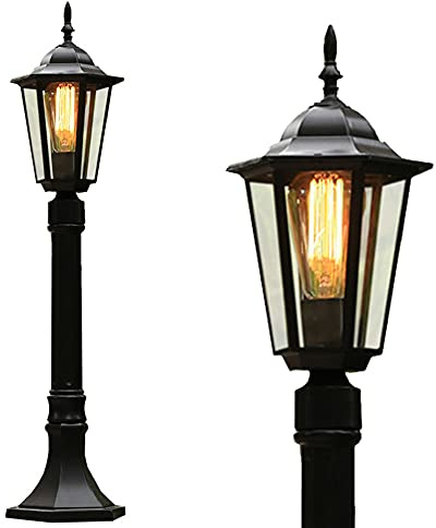 Mengjay Trade E27 Lampada da Esterno a Colonna Impermeabile, Lampione da Terra per Giardino, Prato e Walkways