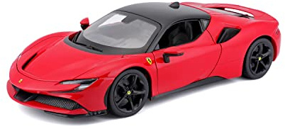 Burago | Ferrari | SF 90 Stradale | 1/18 skala miniatyrbilreproduktion | Röd | Idealisk samlarleksak från 3 år | B18-16015, diverse färger
