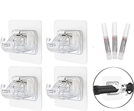 DAWOOWF 4 Pezzi Ganci per Tende Senza Bucare,ganci per Finestre Pvc,staffa Autoadesiva,ganci per Tende Senza Bucare Infissi Pvc Trasparenti