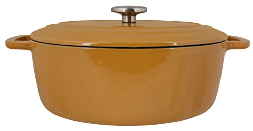 Cosy & Trendy - Cacerola ovalada (hierro fundido, esmaltado), 6,3 L, ámbar dorado, 31 x 24 x 12 cm