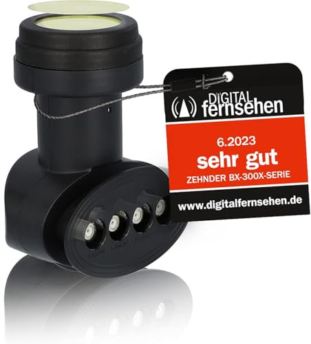 ZEHNDER Quattro LNB con blindaje LTE y protección solar UV, solo apto para multiconmutador múltiple, no es posible conexión directa, 4K HD LMB, para antena satélite