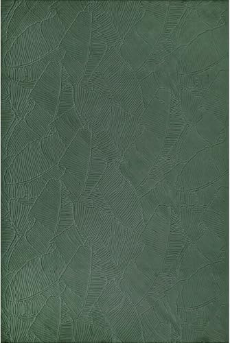 the carpet Rio - Moderner Kurzflor Teppich, weicher und pflegeleichter Anti-Rutsch-Teppich mit 3D-Optik, robust, für Wohnzimmer und Schlafzimmer, Grün, 80 x 150 cm