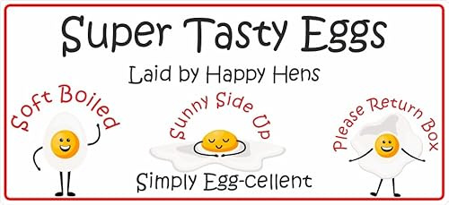 34 Super Tasty Eggs Laid by Happy Hens Egg Box Carton Stickers/Return Egg Box