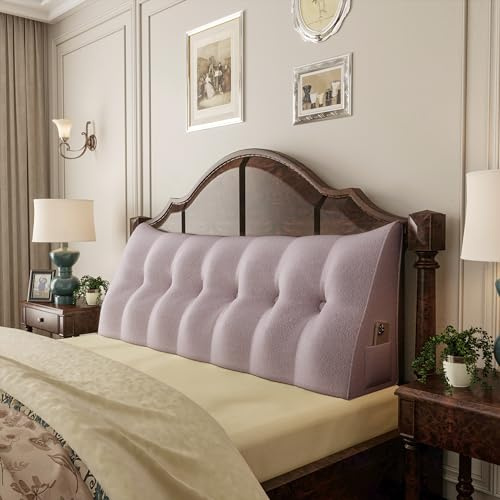 Johnear Keilkissen Lesekissen für Bett und Sofa Lehnenkissen Hellrosa Kissen 180cm, Rückenkissen Kopfteil Bett Rückenlehne Großes Dreieckiges Lendenkissen