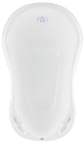 Hylat Baby Yeti Blanc Baignoire Bébé avec bouchon - Certificat TÜV Rheinland - stable et confortable, idéale pour nouveau-nés et bébés jusqu'à 12 mois - Bain Bebe Enfant - Collection Lite