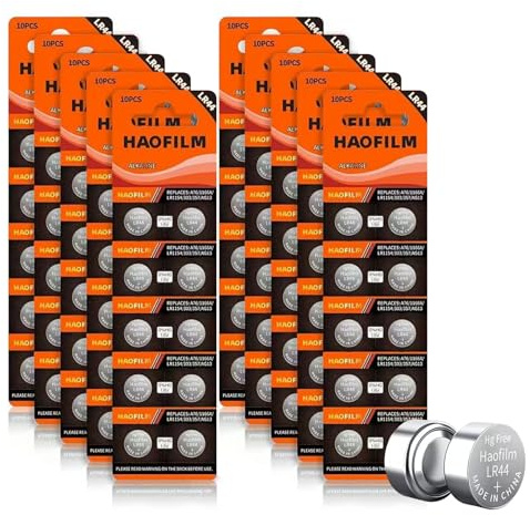HAOFILM LR44 AG13 357 303 SR44 Premium Alkaline Battery,1.5V Round Button Coin Cell Batteries (100Pack)