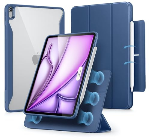 ESR for iPad Air 13 Inch Case M4/M3/M2 (2026/2025/2024) Case with Pencil Holder, Removable Magnetic Cover, Vertical Stand, Fully Supports Apple Pencil Pro and Pencil (USB-C), Rebound 360 Series, Blue