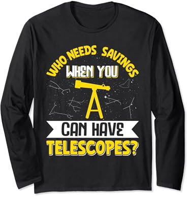 Teleskop Nachthimmel Uhr Sterne Astronomie Liebhaber Langarmshirt