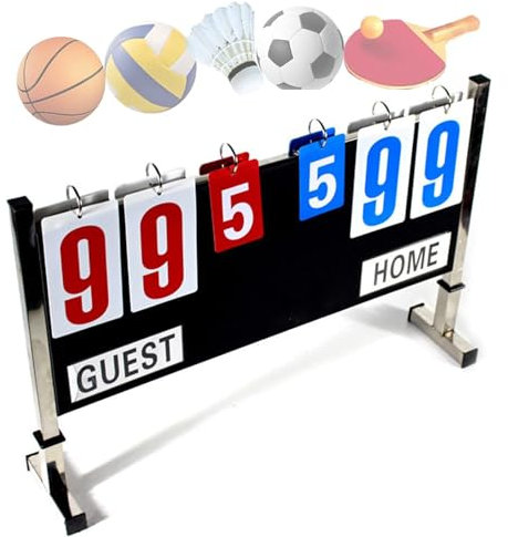 MTTXY Flip-Anzeigetafel, Tisch-Score-Flipper, Tragbare Fußball-Anzeigetafel, Flip-Score-Keeper, Outdoor-Score-Flip-Karten für Basketball, Volleyball, Tennis, Sport, 6-stellige Anzeigetafel