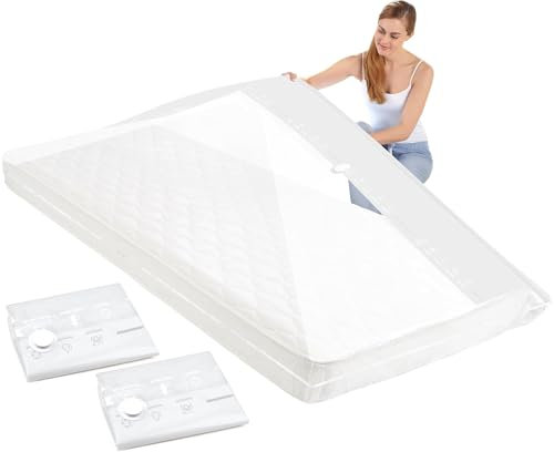 2 Stück 220x100cm Vakuumbeutel für Matratzen bis 200×90cm Vakuumbeutel Matratze Groß ≤6 cm Dicke Wasserdicht Vakuum Kleiderbeutel VerschließBar Wiederverwendbar Matratzen für Transport, Aufbewahrung