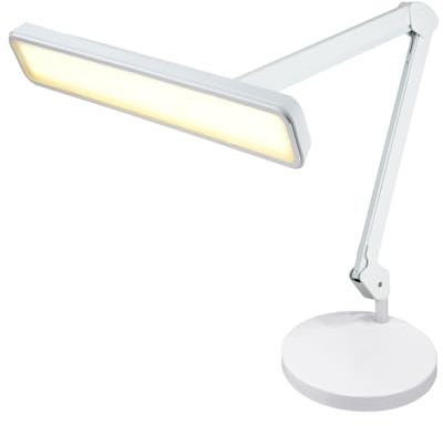Neatfi XL 2,500 Lumens 30W LED Task Lamp – 56 cm Wide Shade | 324 SMD LEDs | 5 Light Modes | 3000K–6000K | Dimmable | Eye-Caring Desk Light for Home, Office (White, with Base CCT, 56 cm)