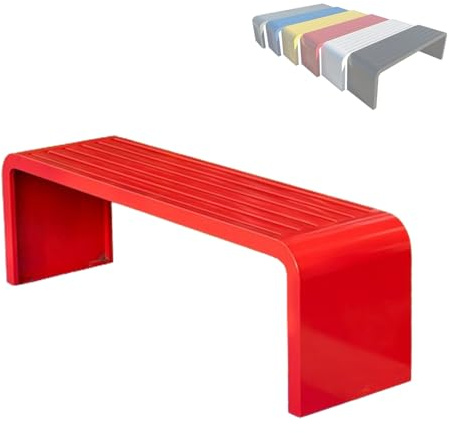 Gartenbank Wetterfest Sitzbank Lattenbank Keine Rückenlehne 2-3 Personen | Terrassenbank, Einfaches Und Modernes, Sowohl für Den Außen- Als Auch für Den Innenbereich Geeignet(Red,100*40*45CM)