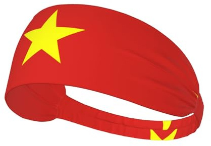 OBAOYY Vietnamese Flag Elastic Exercise Headband -Mens Sweatband Unisex Hairband for an Active Lifestyle ﻿, Black, FD-12157