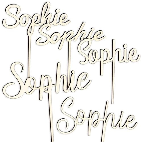 Caketopper mit eigenem Namen personalisierbar, Holzdeko für Torten und Cupcakes
