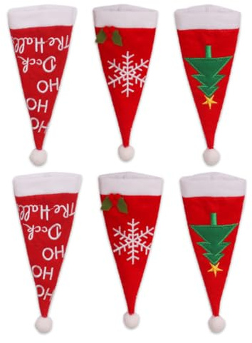 AstarFavor 9 Stück Mini Weihnachtsmütze,Mini Weihnachten Besteckhalter Party Tischdekoration für Weihnachten Weinflasche Abdeckung, Weihnachtsfeiern