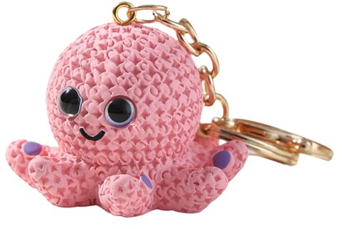 Oktopus Schlüsselanhänger für Damen, Oktopus Schlüsselanhänger | Meerestiere Schlüsselanhänger, entzückender Harz-Rucksackanhänger, eleganter Schlüsselanhänger mit Meerestieren für rag, Rosa,