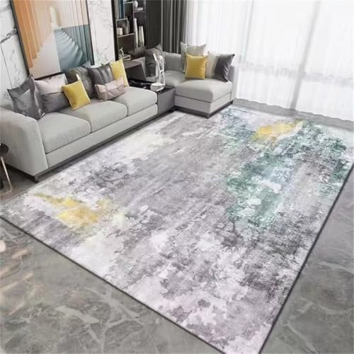 RUGMRZ Kinderzimmer Teppich 200x250CM Couchtisch schmutzabweisender Grau Blauer Rutschfester und verschleißfester Wohnzimmerteppich im abstrakten Design