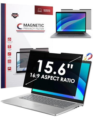 LAMA Filtro de pantalla magnético de privacidad para laptop de 15.6 pulgadas 16:9, protector de pantalla extraíble antirreflejos de luz azul compatible con