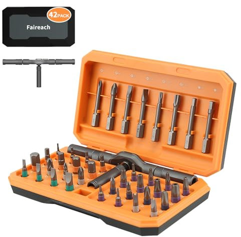 Faireach 42 in 1 Ratchet Screwdriver Set with Detachable T Handle, Magnetic Screwdrivers bits with Case, Multi Precision Repair Tool Kit for Furniture Electronics Cars Bicycle, DIY Free Combination