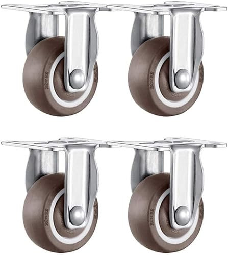 ZHENCHAO Ruedas para Muebles (4 Piezas), Ruedas pequeñas de Goma, diámetro | 1/1,25/1,5/2 | 20 kg (3 Estilos: Ruedas direccionales/Ruedas giratorias con Freno/Ruedas giratorias sin Fren