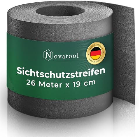 Novatool Premium PP 26 m striscia frangivista per recinzione a doppia asta, colore antracite, per 10 file, 1,1 mm, extra stabile, resistente ai raggi UV, recinzione in metallo