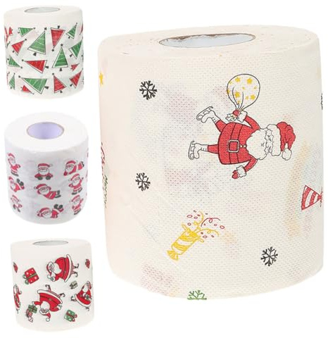 Ipetboom 12rollen Weihnachts Toilettenpapier Mit Festlichem Druck Hygienisches Bedrucktes Klopapier Für Festliche Badezimmer-dekorationen Santa Claus Weihnachtsbaum Und Motive Für