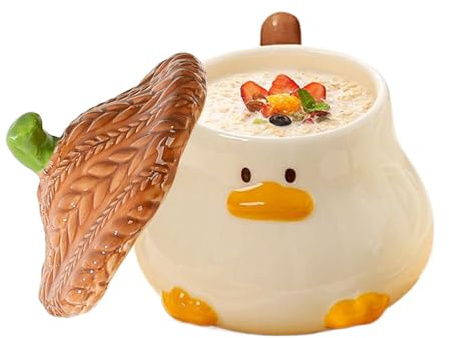 Linda taza de café en pato en 3D, taza de té de pato,Novela Copa de té divertida con tapa de sombrero | Cabora en de animal de 400 ml con tapa, tapa, con mango, vajilla, dibujos animados, pintado a ma