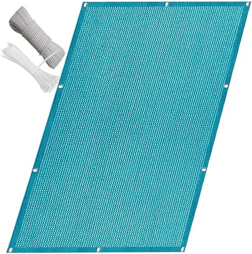 QINLIQIN Balkonbespannung 190 x 290 cm Balkonschutz Balkonabdeckung Uv-Schutz PES Wetterfester mit Ösen, Nylon Kabelbinder Und Kordel für Wohnungsgeländer, Himmelblau