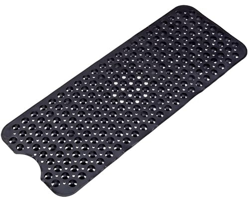 Armo® Transparent Anti Slip Shower Bath Mat Strong Mould & Mildew Bathroom Mat PVC Mat Washable Bath Mat 70CM x 38CM (Black)