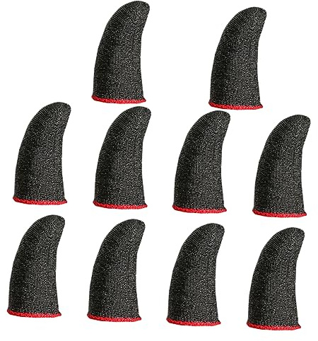 NUOBESTY Schwarze Anti Schweiß Fingerlinge 10 Stück aus Silberfaser | Mobile Games, Atmungsaktiv und Elastisch, Kompatibel mit Bewegen, Ziehen, Öffnen