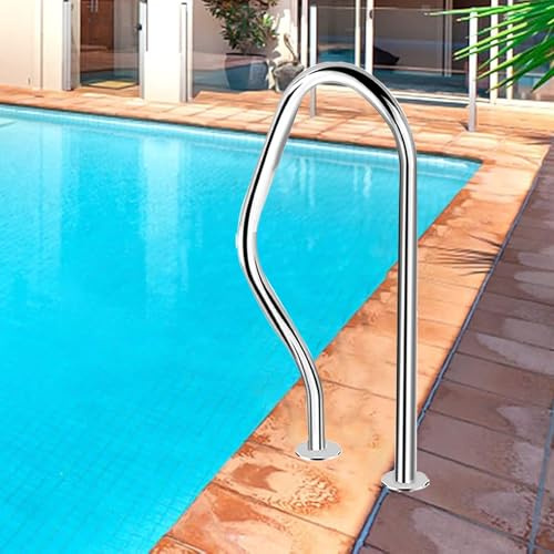 Barandilla de seguridad de acero inoxidable para piscinas de terraza, barandilla de escalera de 3 curvas para piscinas interiores y exteriores, ideal para jardines, patios y parques acuáticos