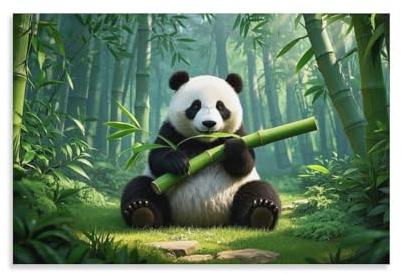 YYVKPMLXC Panda Quadro Su Tela Bamboo Grove Olio Astratta Pittura Per Appendere Soggiorno Camera Da Letto Ristorante Decorazione Murale 16x24inch(40x60cm)