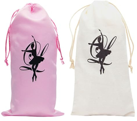 IMIKEYA Sac À Chaussures De Danse De Ballet en Toile Et Satin Sac À Cordon pour De Danse avec Poche Intérieure Rangement Compact pour Voyages Et Entraînement 27.00X13.00Cm