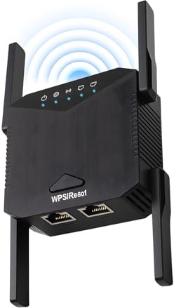 2025 Wifi Extender Booster Pro Long Range Extender with 4 Antennas & Ethernet Port for 4000 Sq.Ft Homes Wireless Signal Booster Range Extender Port for 45 Devices Alexa UK Plug Black Easy Setup