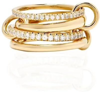 VCCKNB JEWELRY Stapelbare Ringe aus Gold und Silber für Damen, mehrere Glieder, verbundene Ringe, klobiger, ineinandergreifender Ewigkeits-Statement-Ring, Daumenring, anlaufgeschützt (Gold, 51)