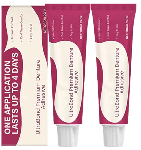 Adhesivo para dentaduras postizas, adhesivo para dentaduras postizas, adhesivo dental, pegamento dental para fijación de dentaduras postizas. (2pcs)