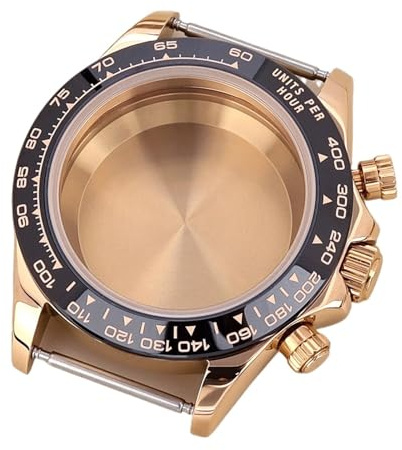 1st 39 mm klockfodral 316L reservdel i rostfritt stål Safirglas for VK63 Automatiskt urverk 29,5 Urtavla(Rose Gold)