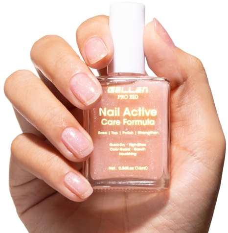Gellen Vernis Durcisseur Ongles Top Base Coat Vernis à Ongles 16 ml Nude | Nail Active Formule, Réparateur Pour Ongles Abîmés Cassantes, Fortifiant Ongles, Top et Base Coat, Sechage Rapide à L’Air