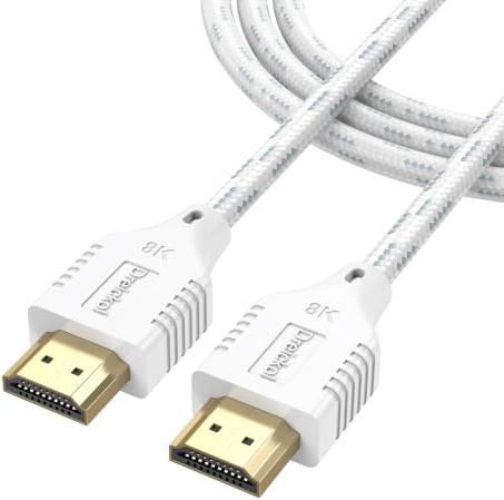Dreickol Cavo HDMI 2.1 ad altissima velocità 8K, 2,1 m, 48 Gbps, intrecciato 8K a 60Hz, 4K a 120Hz, eARC, HDR dinamico, 3D, Ethernet, HDCP2.3, compatibile con PS5/PS4, Xbox, laptop, PC, HDTV, monitor