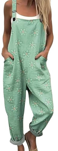 Chanpning Salopette Donna Estiva Lunga Elegante Tuta Jumpsuit Intera Curvy Casual Moda Stampa Jumpsuits Comoda Larga Pantaloni Da Lavoro Con Tasca Leggera Baggy Salopettes da Casa Playsuit da Mare