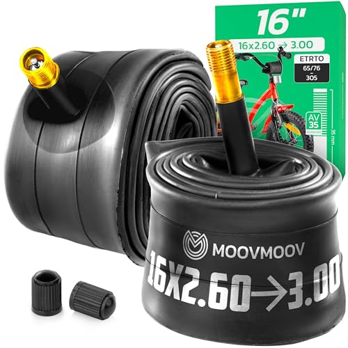MoovMoov Fahrradschlauch 16 Zoll - Für Reifen 16x2.75, 16x2.99 und 16x3.00 mit ETRTO 65-305 bis 76-305 - 2er-Set - Für Fahrrad