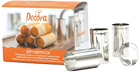Decora 0060215 Confezione da 8 Forme Cartuccia e 50 Cartine, Carta da Forno, Grigio