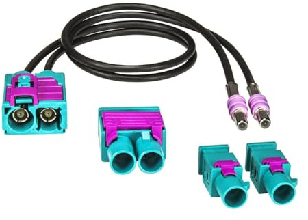 tomzz Audio 1500-001 Doppel Fakra Buchse (F) Antennenadapter auf Doppel Fakra (M) Stecker oder 2 x Fakra (M) Stecker variabel
