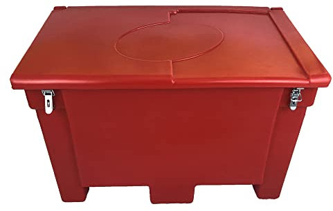 Bac à sable / sel multièusage pro 200L avec grenouillères rouge - Fabrication française